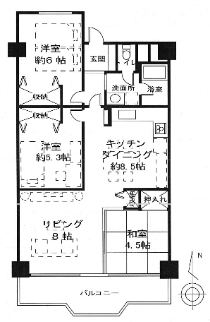 東奈良高層住宅B棟　リノベーション参考プラン 